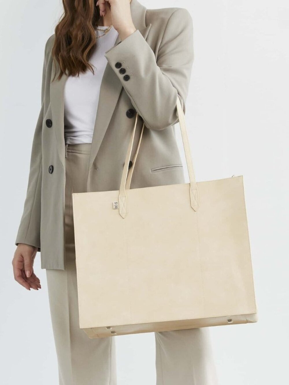 BEIS The Large Work Tote - Beige